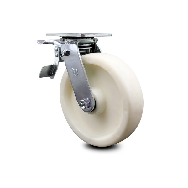 8 Inch Nylon Swivel Caster with Ball Bearing and Total Lock Brake